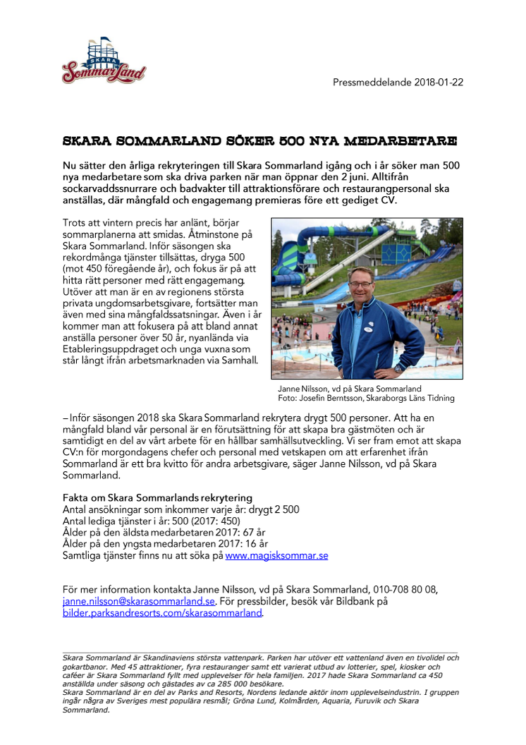 Skara Sommarland söker 500 nya medarbetare