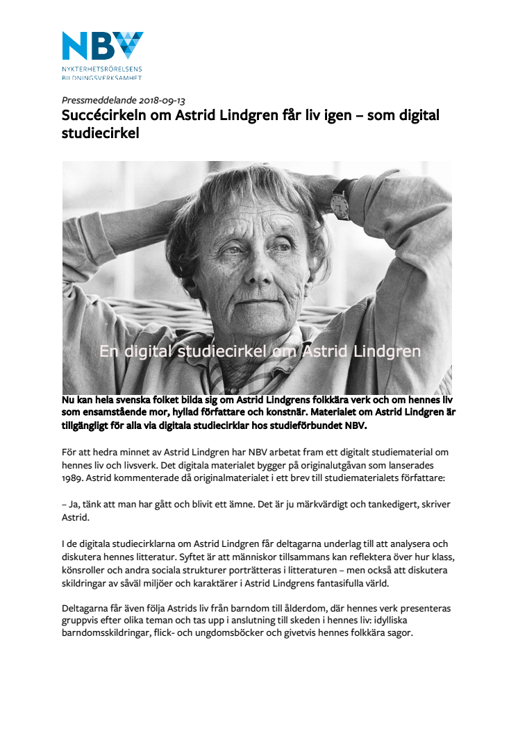 Succécirkeln om Astrid Lindgren får liv igen – som digital studiecirkel