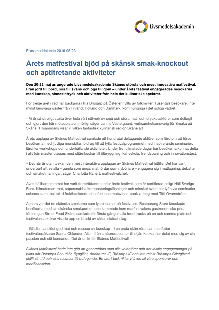 Årets matfestival bjöd på skånsk smak-knockout och aptitretande aktiviteter