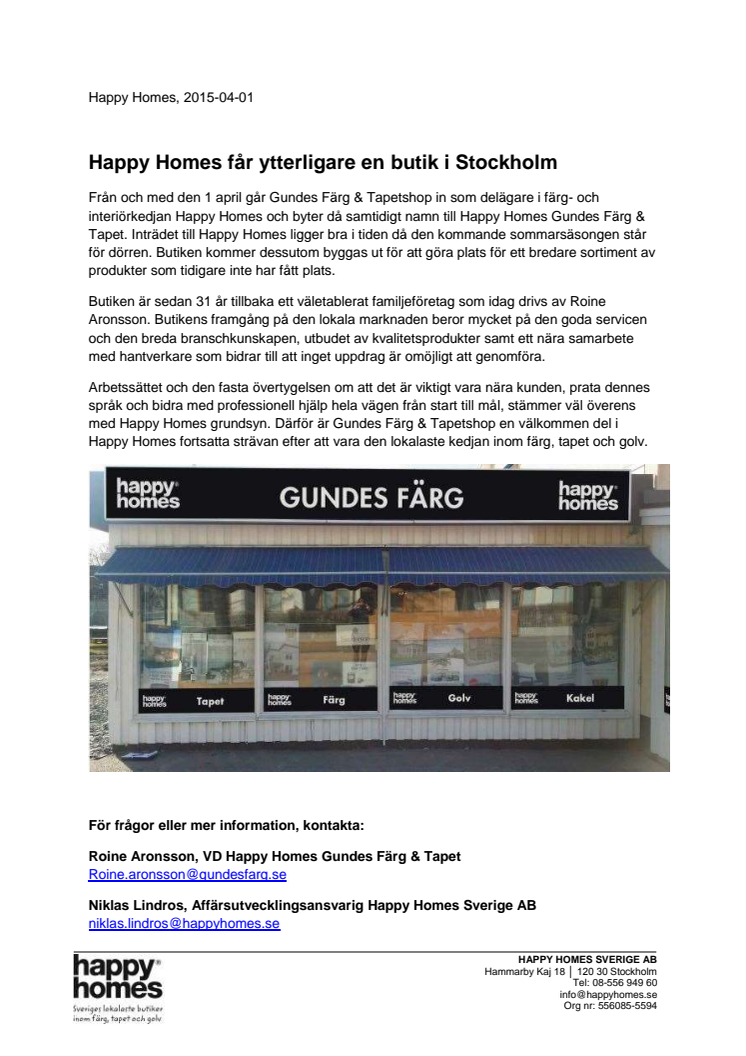 Happy Homes får ytterligare en butik i Stockholm