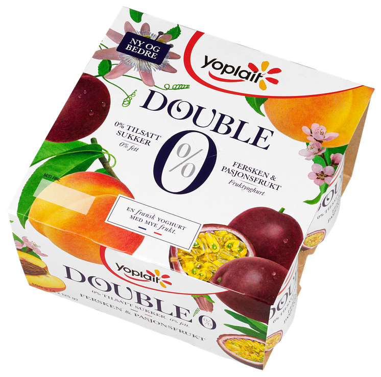 Yoplait Double 0% Fersken og Pasjonsfrukt