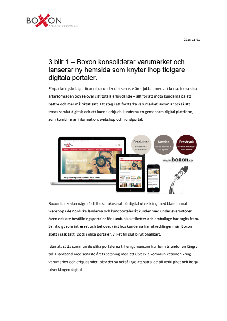 3 blir 1 – Boxon konsoliderar varumärket och lanserar ny hemsida som knyter ihop tidigare digitala portaler