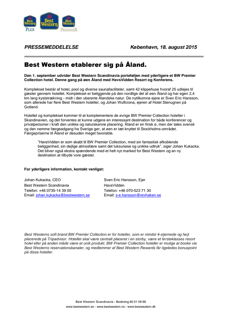 Best Western etablerer sig på Åland.