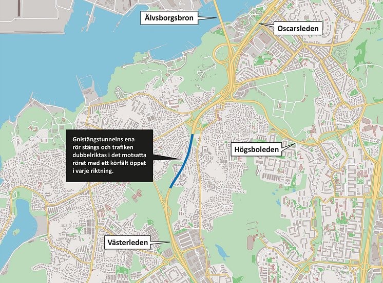 Gnistängstunnelns ena rör stängs helger