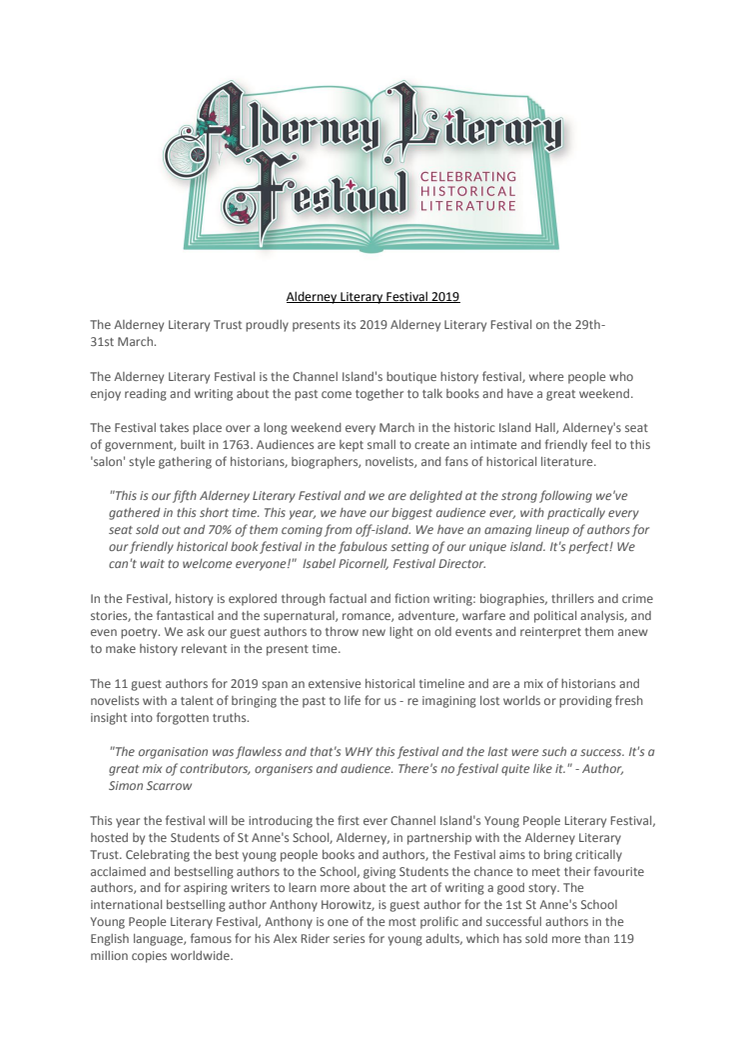 Alderney Literary Festival 2019