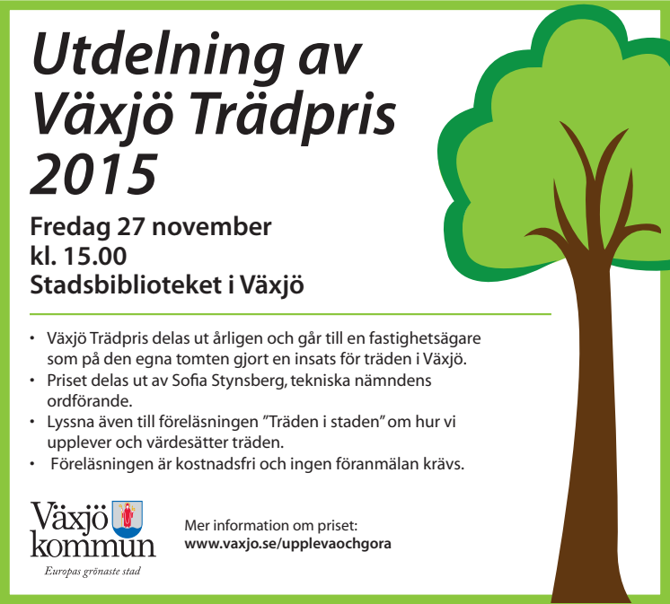 Annons_Växjö Trädpris 2015
