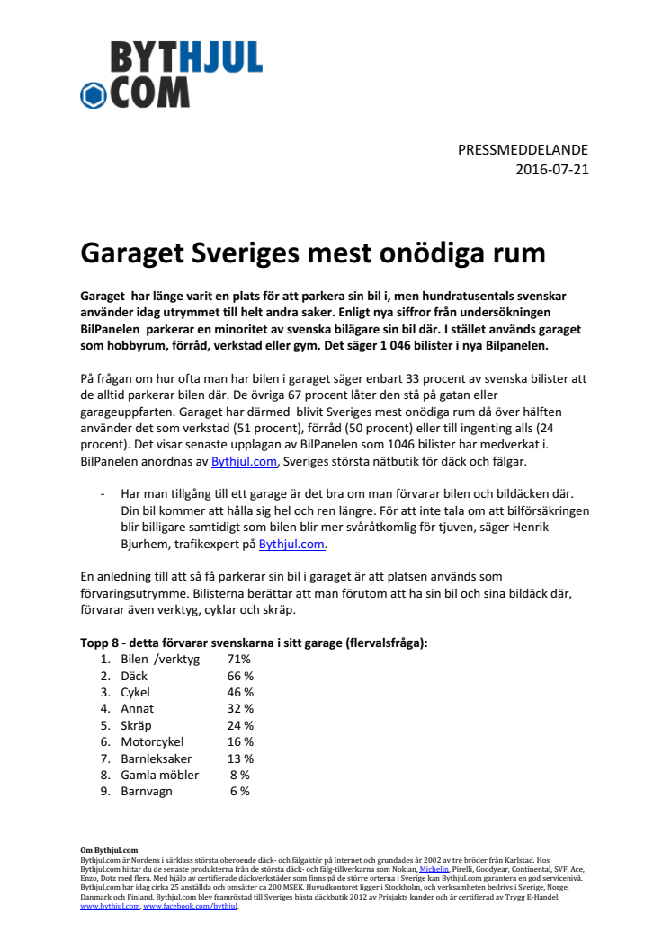 Garaget Sveriges mest onödiga rum