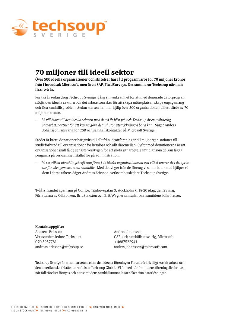 70 miljoner till ideell sektor