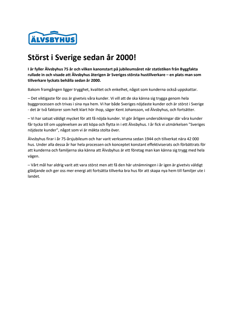 Störst i Sverige sedan år 2000!  