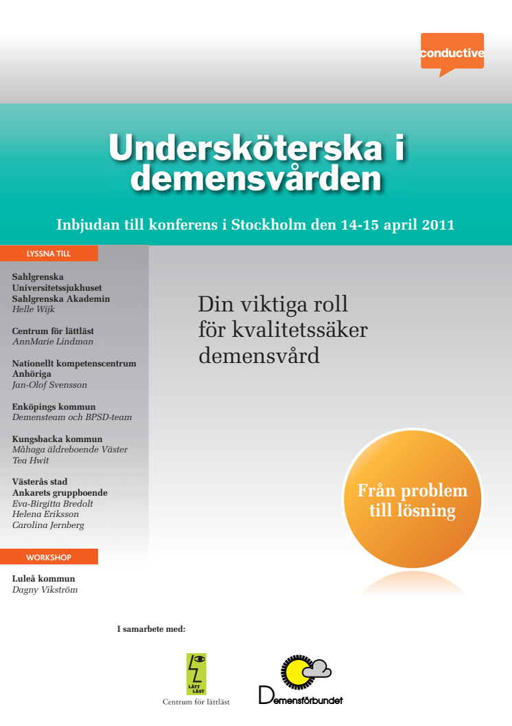 Undersköterska i demensvården, konferens i Stockholm 14-15 april