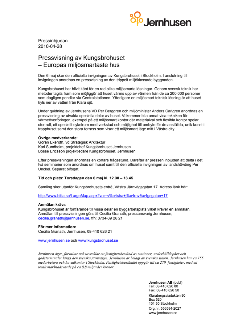 Pressvisning av Kungsbrohuset-Europas miljösmartaste hus