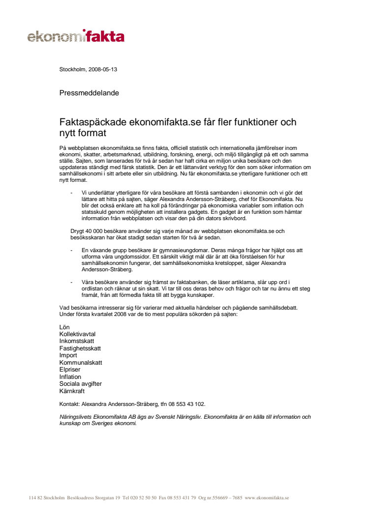 Nya ekonomifakta.se - fler interaktiva funktioner och fakta om din ekonomi