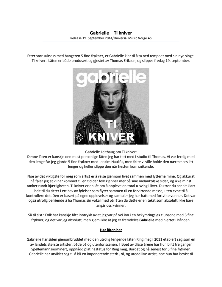 Ti kniver fra Gabrielle