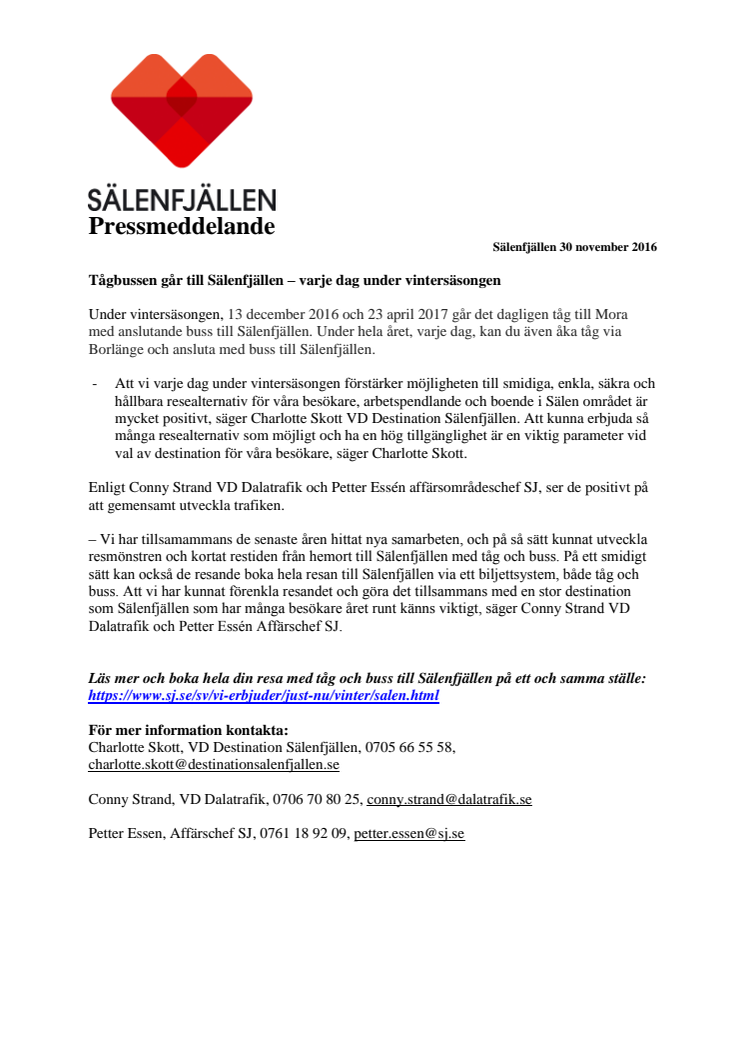 Tågbussen går till Sälenfjällen – varje dag under vintersäsongen