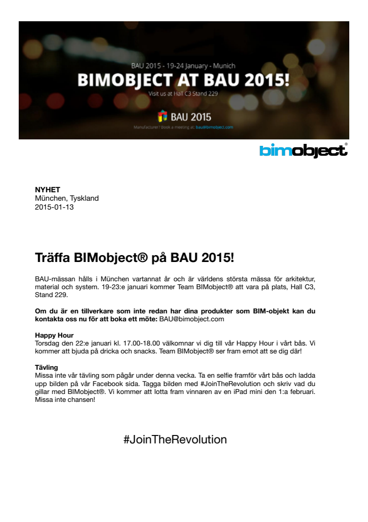 Träffa BIMobject® på BAU 2015!