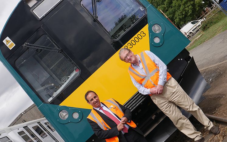 Jan Chaudhry-van der Velde and Adrian Shooter and unit 230003 at Long Marston depot