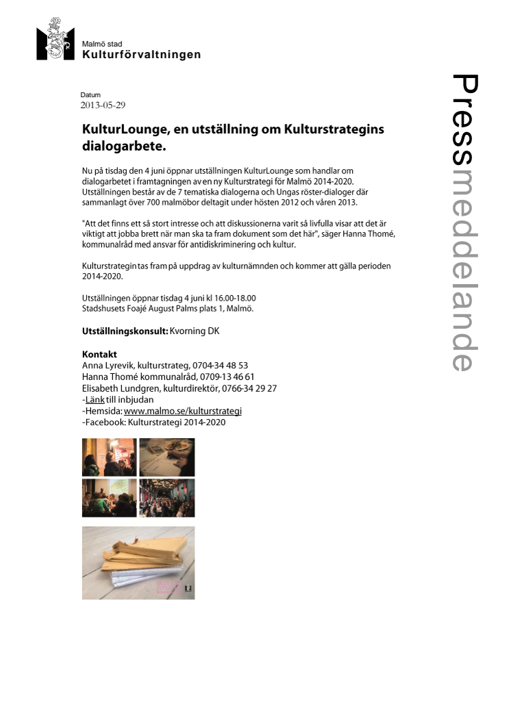 KulturLounge, en utställning om Kulturstrategins dialogarbete