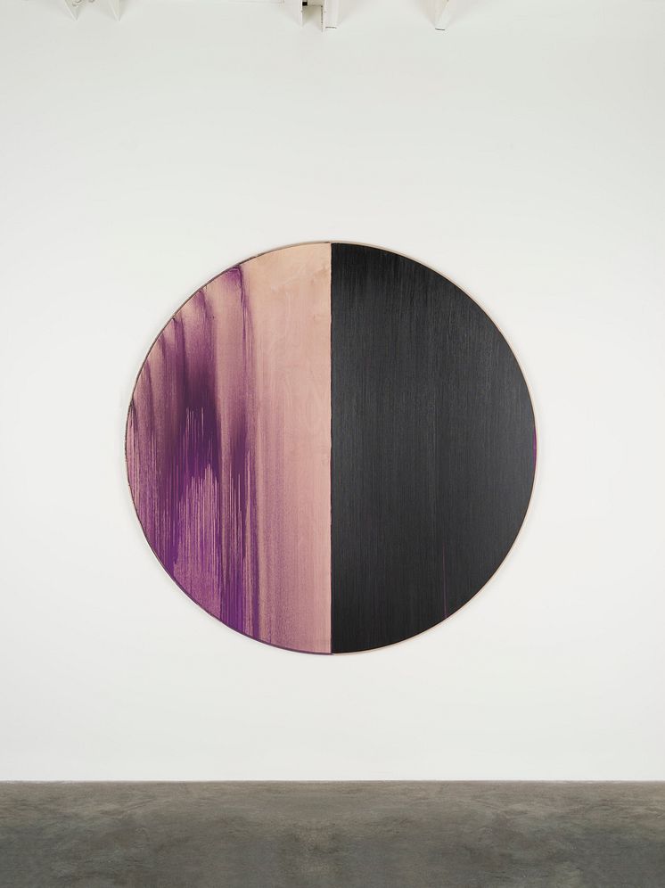 Callum Innes, Untitled Lamp Black / Deep Purple Dioxazine, 2023. Oil on Birch Ply, 180 cm.