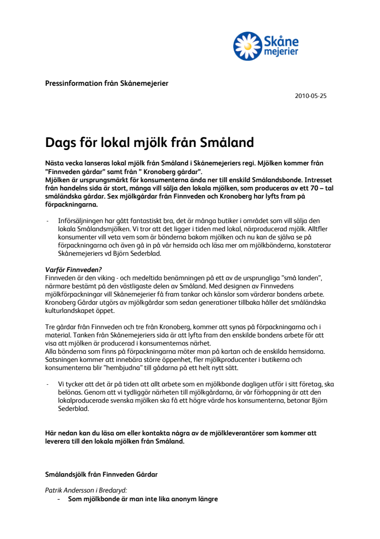 Dags för lokal mjölk från Småland