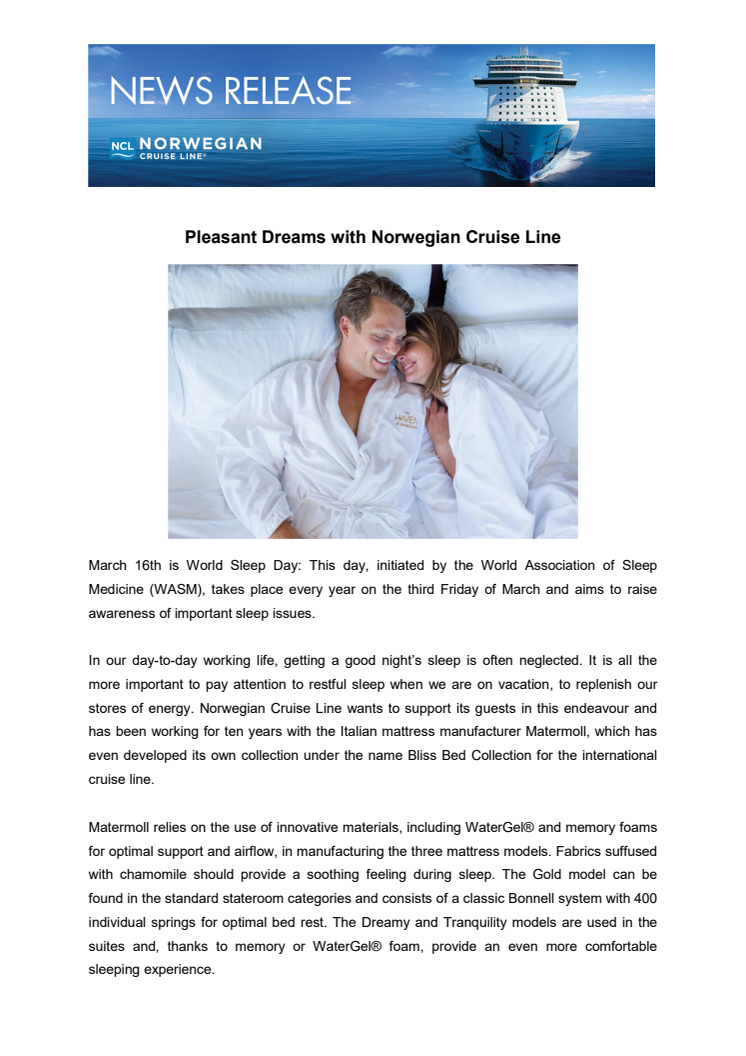 Pleasant Dreams with Norwegian Cruise Line