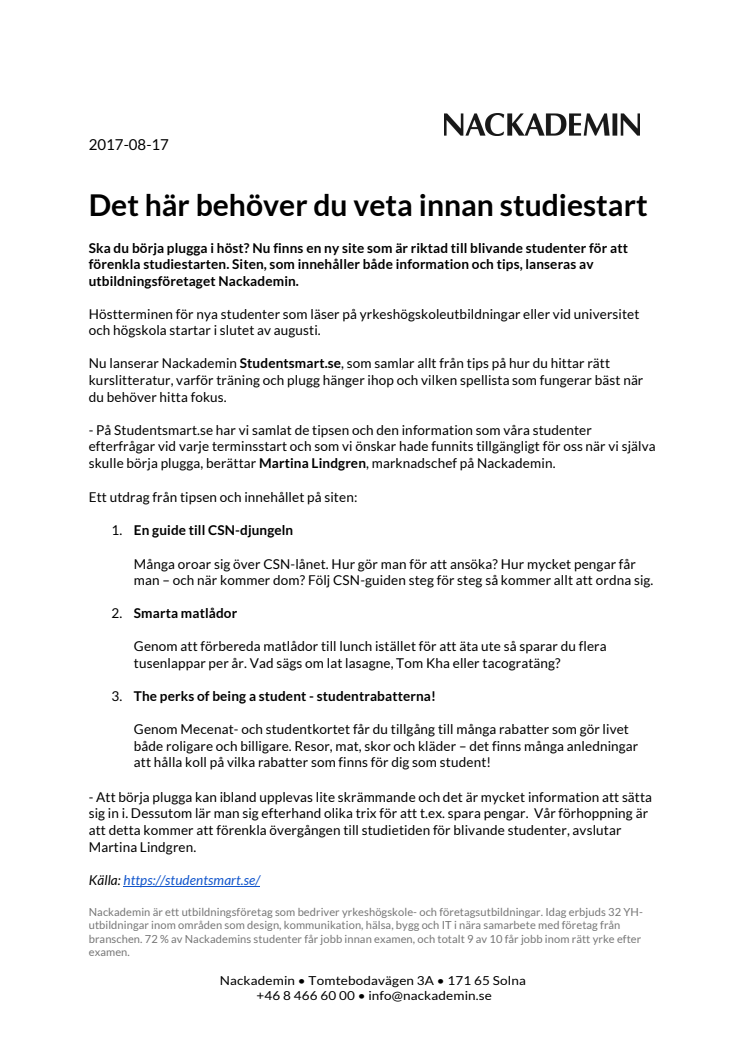 Det här behöver du veta innan studiestart