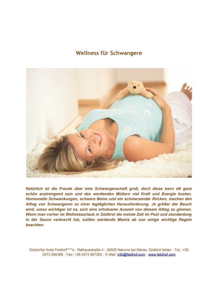 Wellnessurlaub für Schwangere