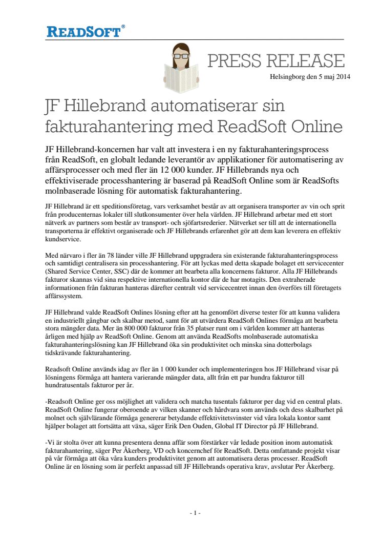 JF Hillebrand automatiserar sin fakturahantering med ReadSoft Online