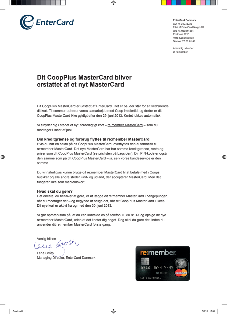 CoopPlus MasterCard kunder får snart nyt re:member kort 