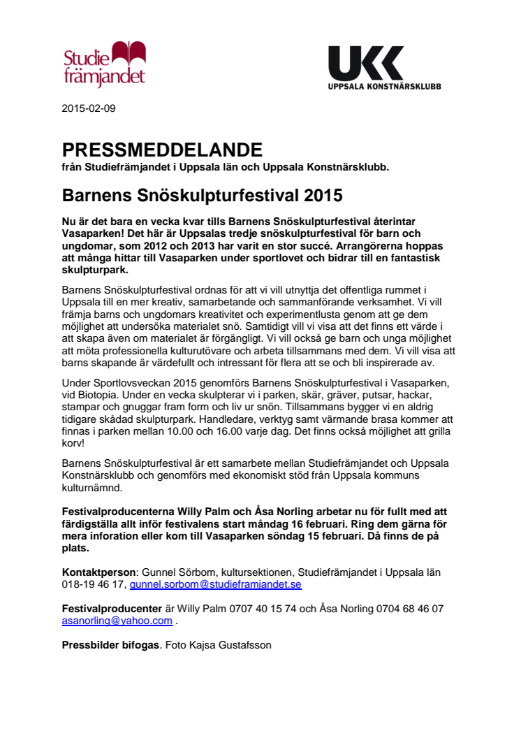 Barnens Snöskulpturfestival 2015