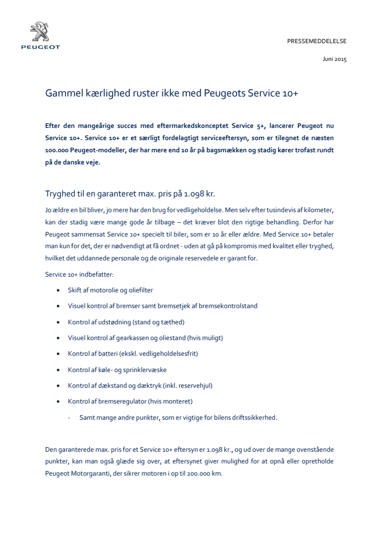 Gammel kærlighed ruster ikke med Peugeots Service 10+