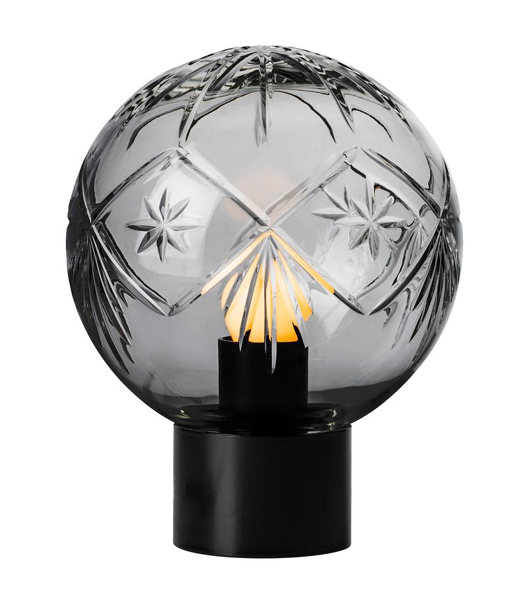 Bordlampe med Finn-mønster i røykgrå