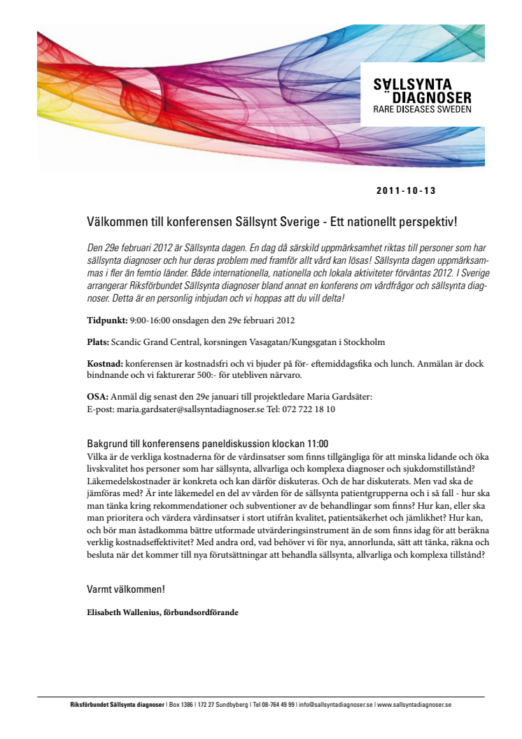 Pressinbjudan Sällsynta dagen konferens om vård för sällsynta diagnosgrupper 