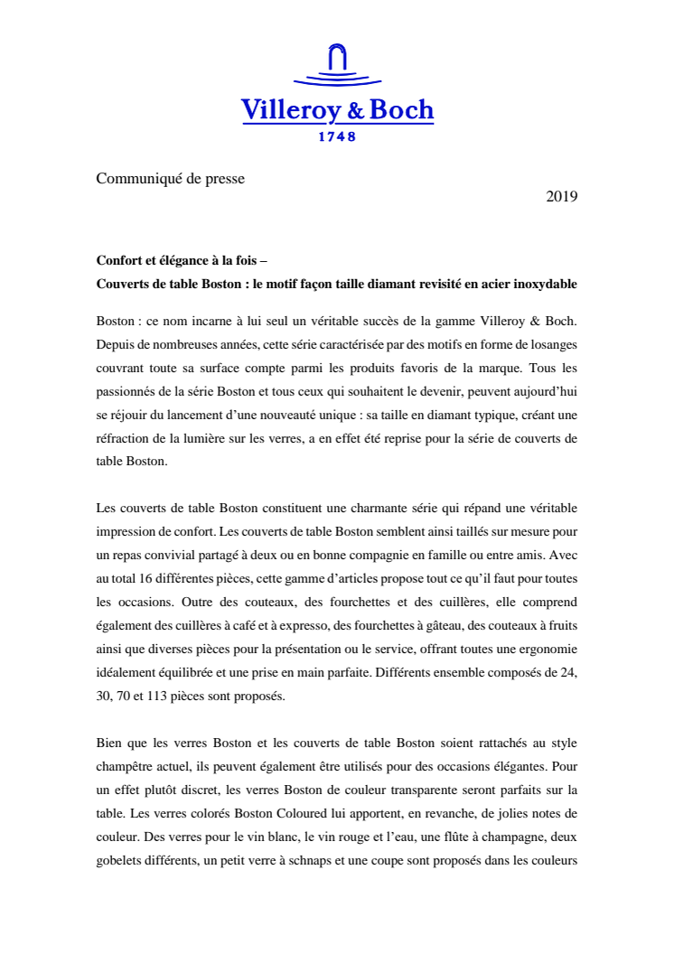 Confort et élégance à la fois – Couverts de table Boston : le motif façon taille diamant revisité en acier inoxydable