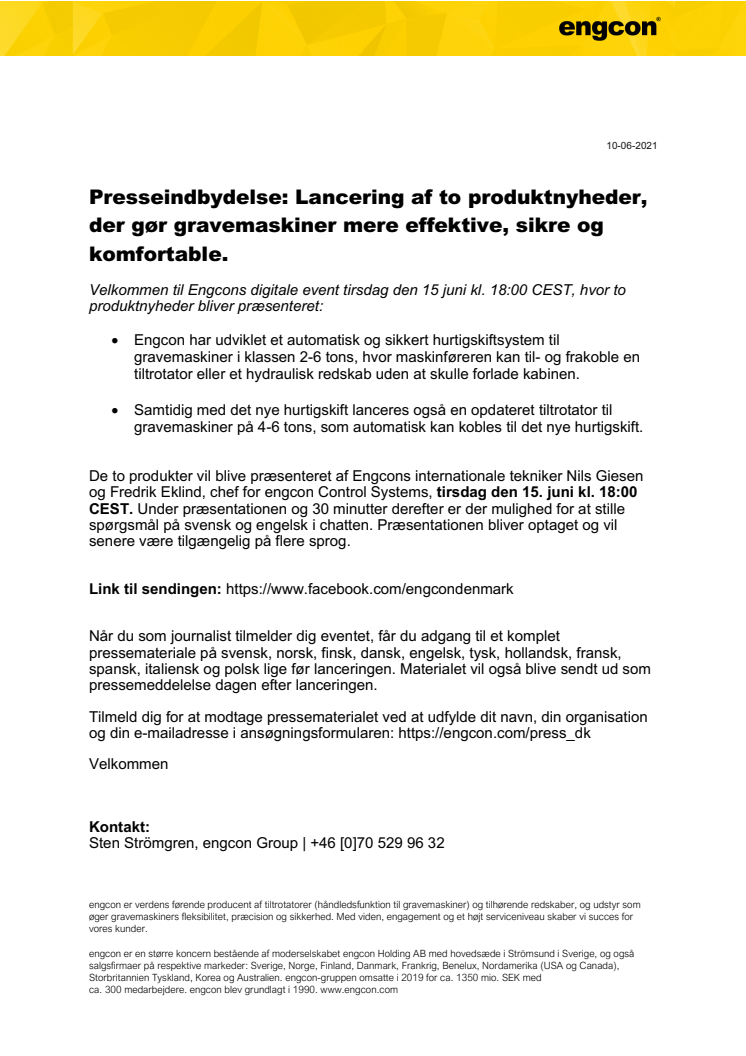 100621_Press_Presseindbydelse_ Lancering af to produktnyheder