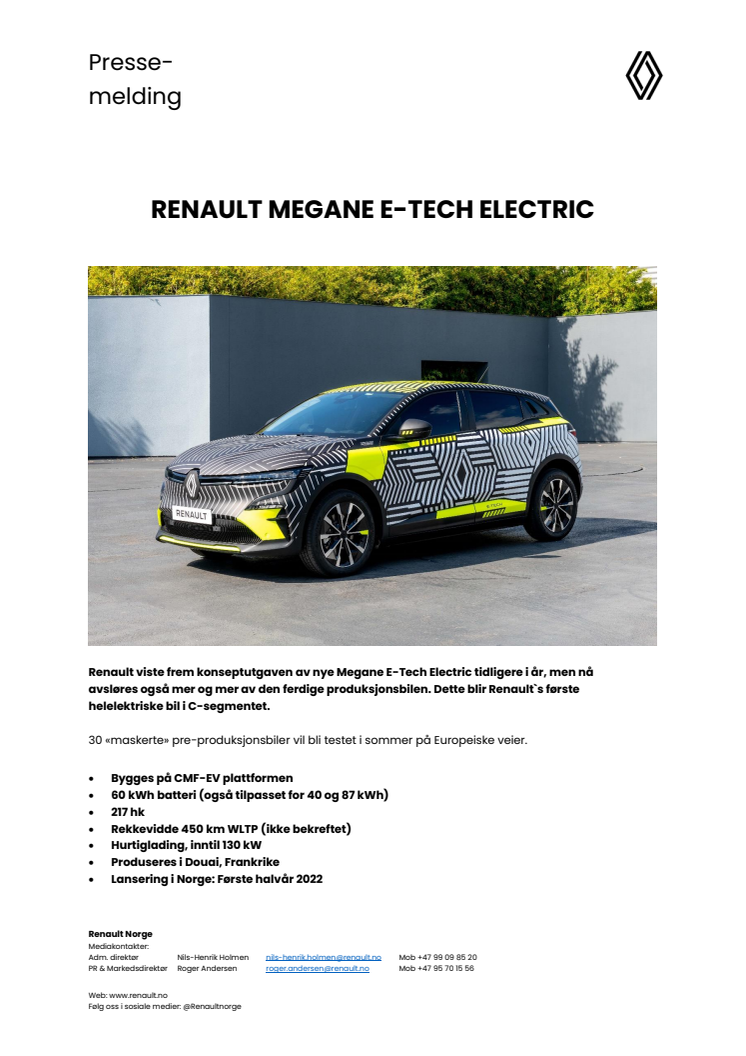Renault MEGANE E-TECH ELECTRIC