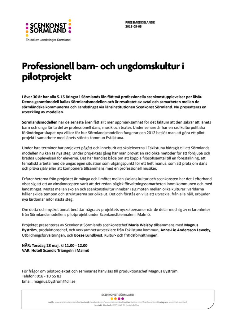 Professionell barn- och ungdomskultur i pilotprojekt