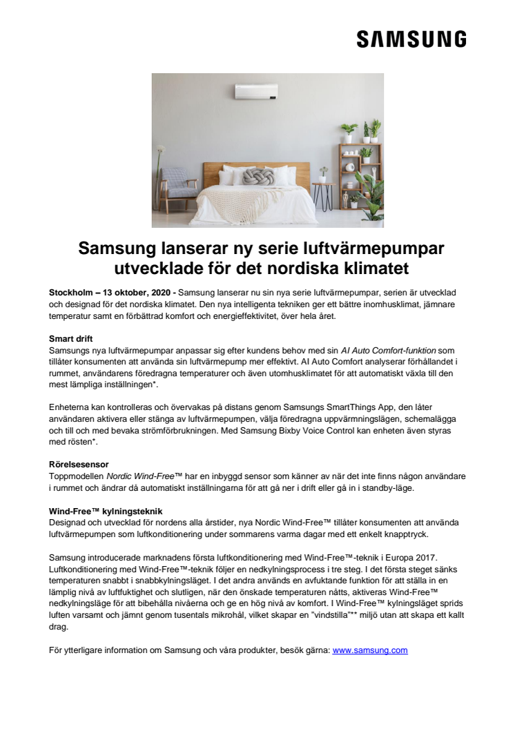 Samsung lanserar ny serie luftvärmepumpar utvecklade för det nordiska klimatet