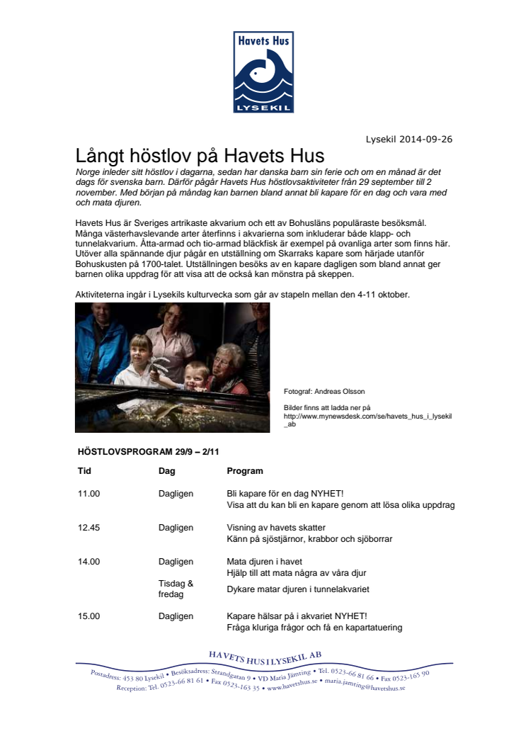 Långt höstlov på Havets Hus