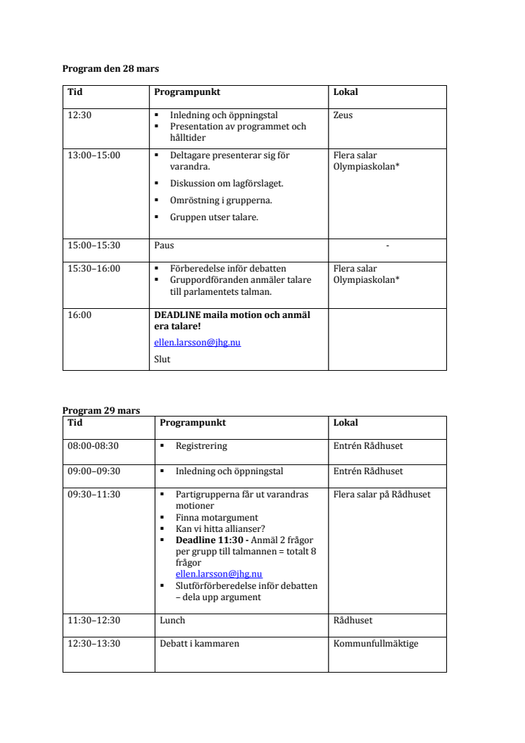 Program Olympiaskolan EU-parlamentariker