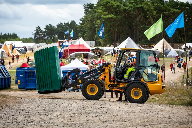 Den elektriska hjullastaren Volvo L25 Electric var en av fyra maskiner av den modellen som jobbade under Jamboree26.