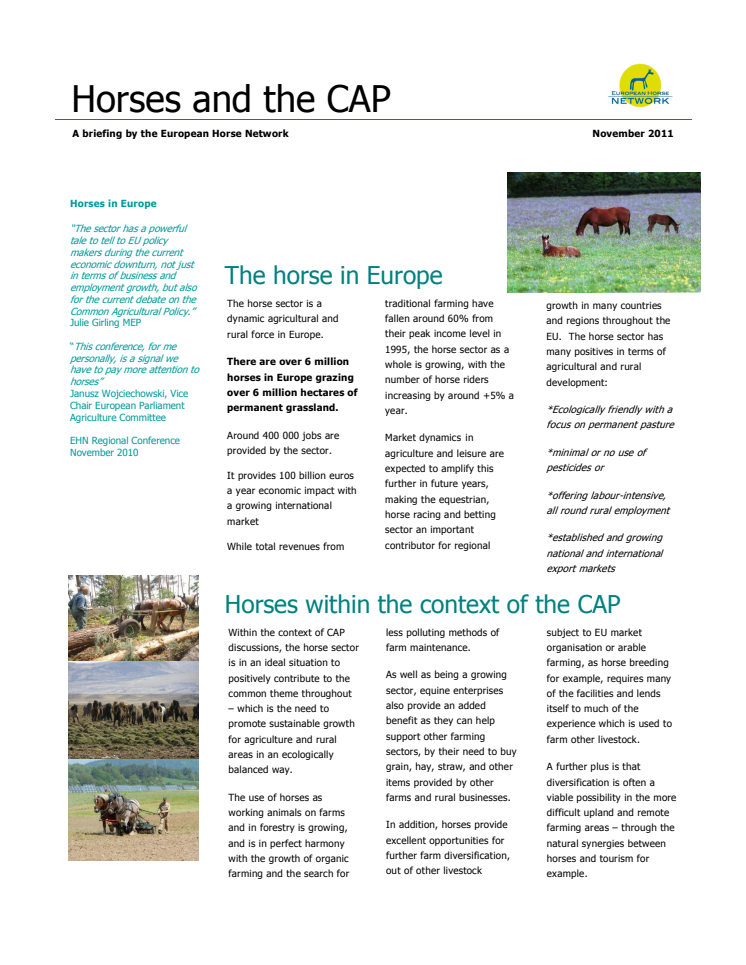Hästens roll i EU:s nya Landsbygdsprogram