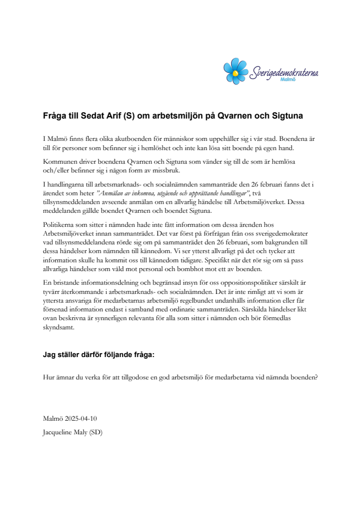 250424 Fråga till Sedat Arif om arbetsmiljön på Qvarnen och Sigtuna.pdf