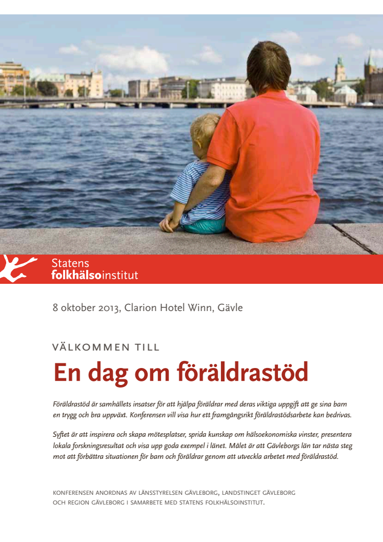 Konferens om föräldrarstöd tisdag den 8 oktober, Clarion Hotel Winn, Gävle