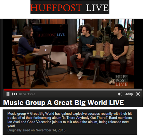 A Great Big World & Christina Aguilera - "Say Something" - Huffpost Live