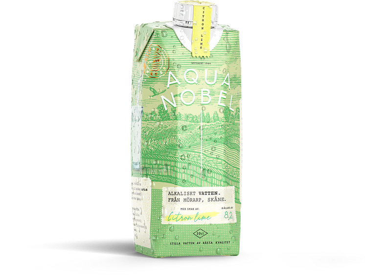 Aqua Nobel pH 8,2 Citron Lime Alkaliskt vatten i klimatsmart kartongförpackning