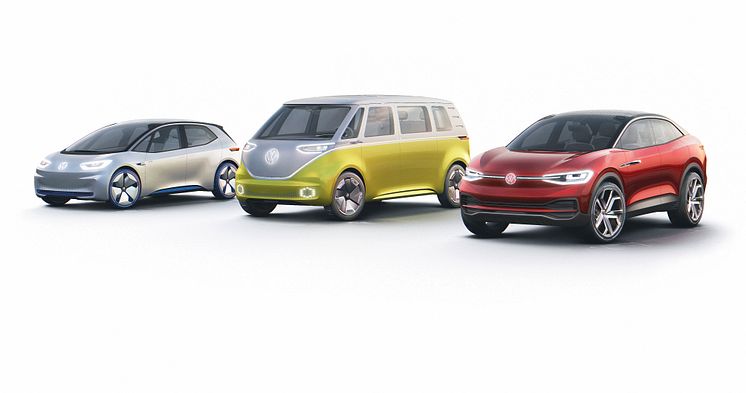 Nedräkningen har börjat för Volkswagens elbilsoffensiv: I.D. och I.D. CROZZ lanseras 2020, I.D. BUZZ år 2022.