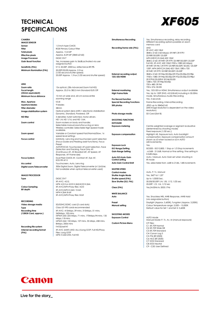 Canon Teknisk specifikation XF605.pdf