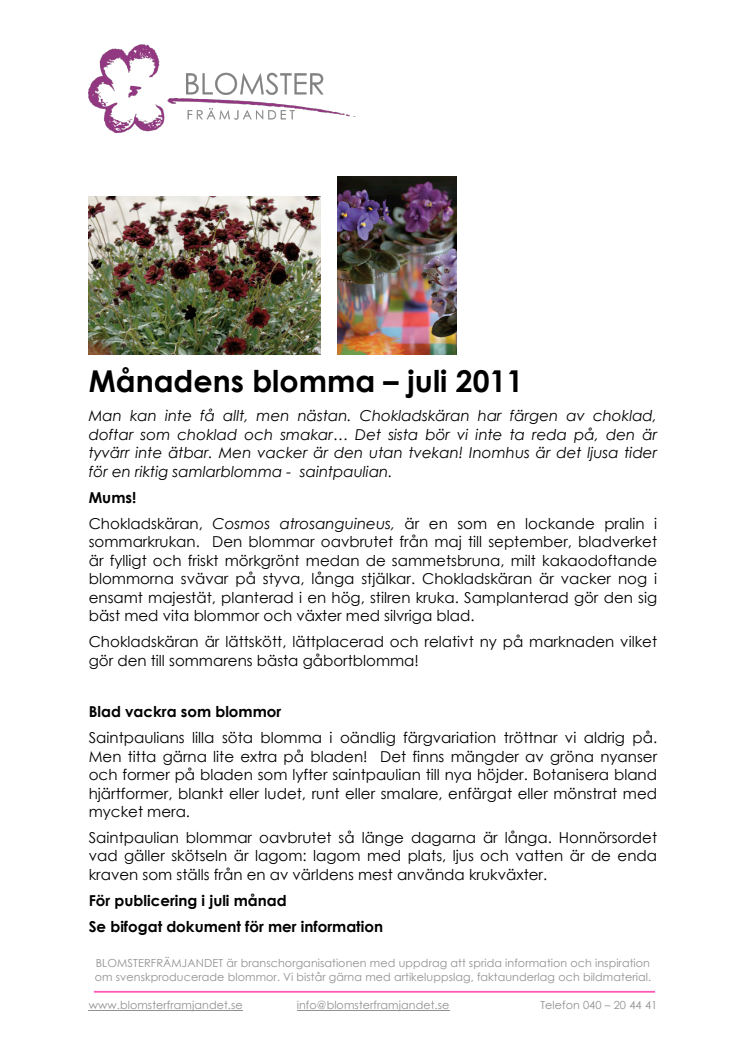 Månadens blomma – juli 2011