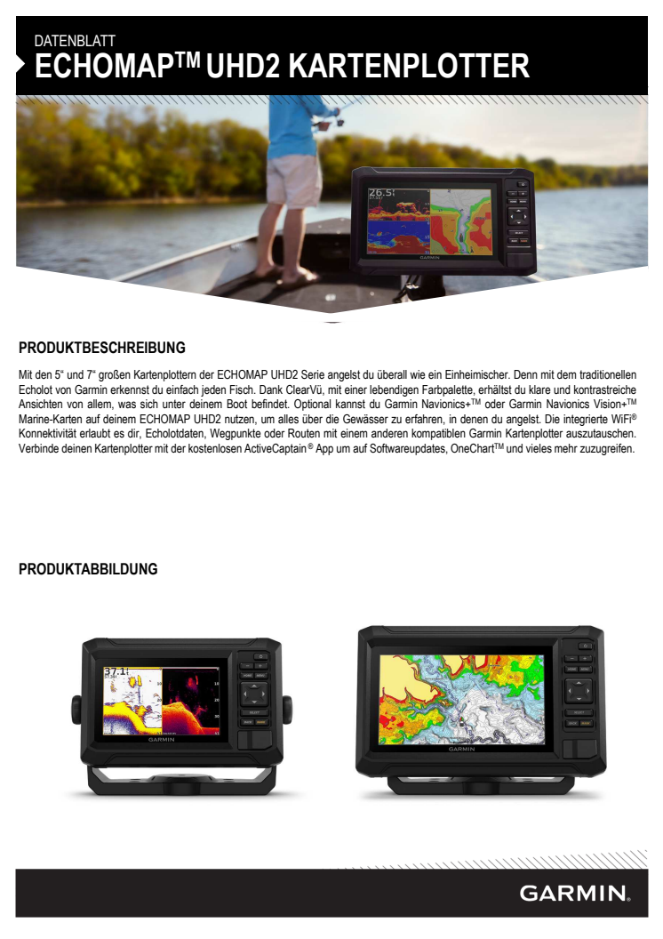 Datenblatt Garmin ECHOMAP UHD 2 Keyed