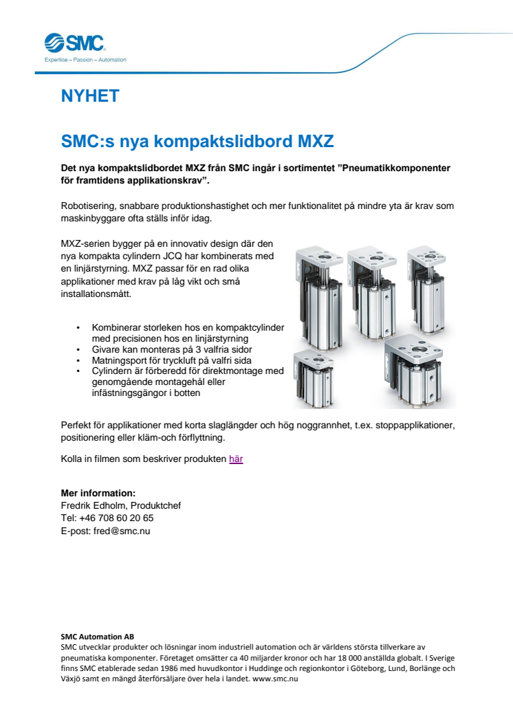 ​SMC:s nya kompaktslidbord MXZ